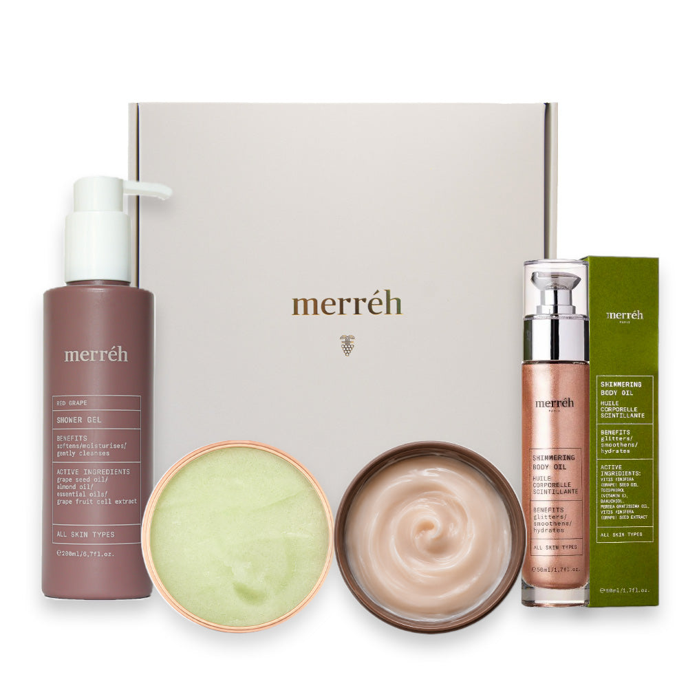 Glow Body Therapy Merreh Paris боди бътър и скраб за тяло с бяло грозде
