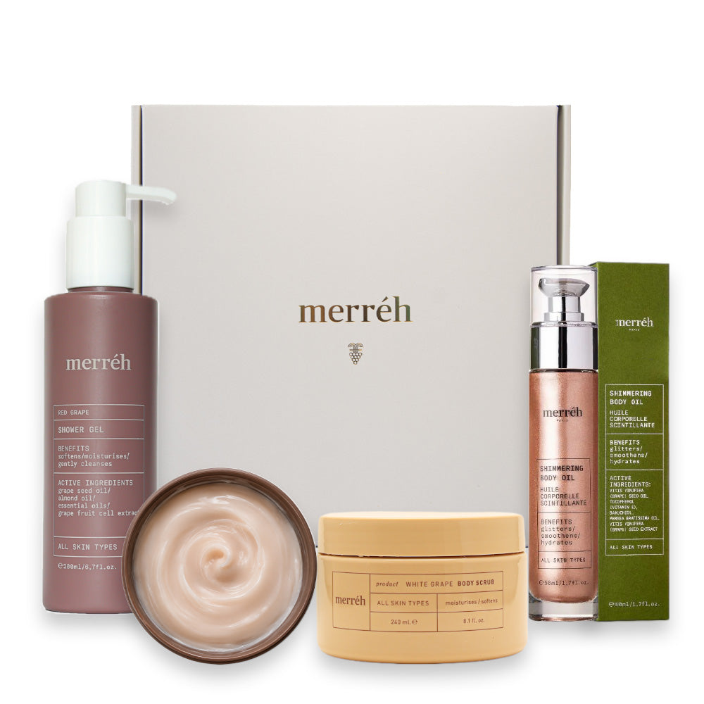 Glow Body Therapy Merreh Paris боди бътър и скраб за тяло с бяло грозде